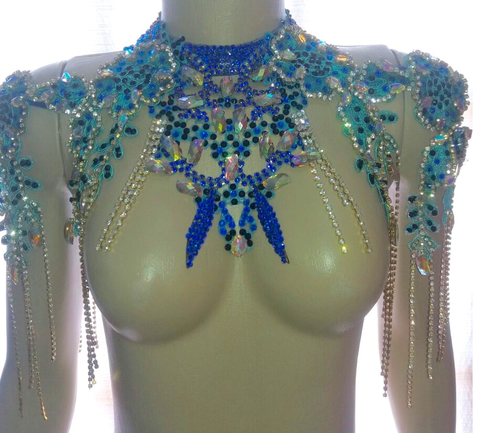Extreme Brilliance Samba Show Dancer Necklace - Green & Blue