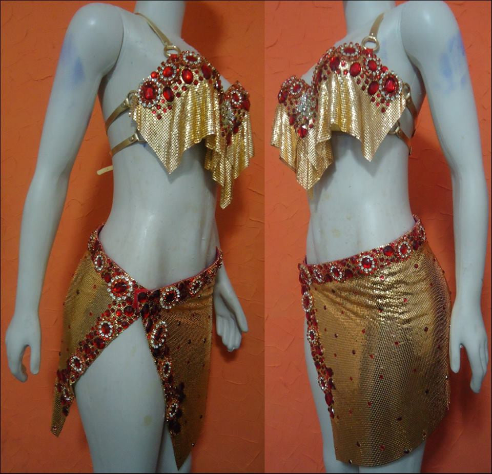 Renata Gold Mesh Set Princess Basic Samba Wear - BrazilCarnivalShop