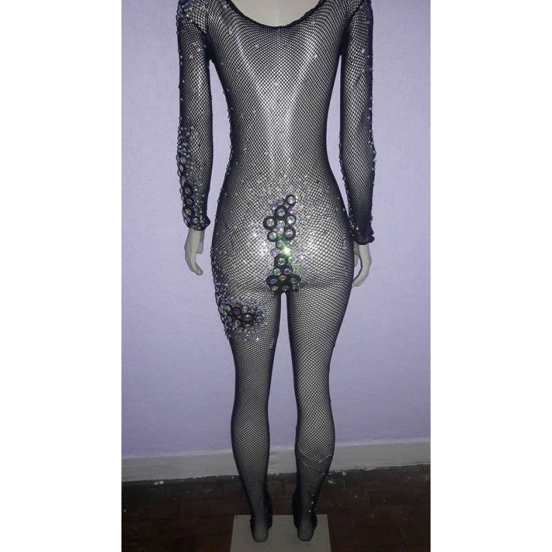 Queen Jeweled Fishnet Bodystocking - BrazilCarnivalShop