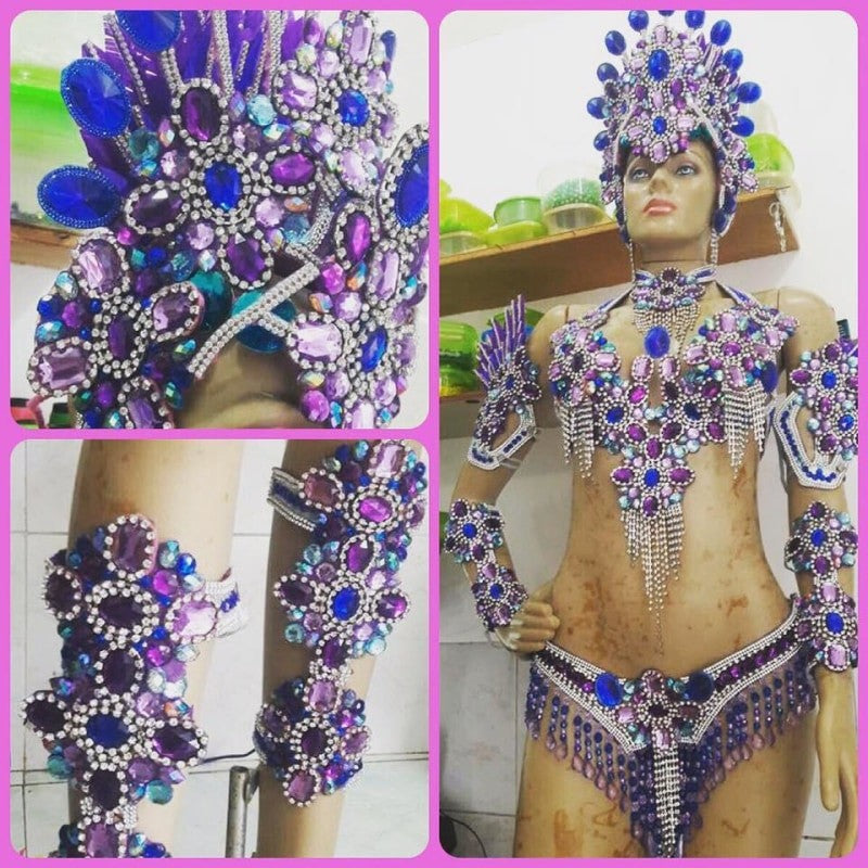 Purple & Blue Brilliance Samba Complete 10 Piece Costume