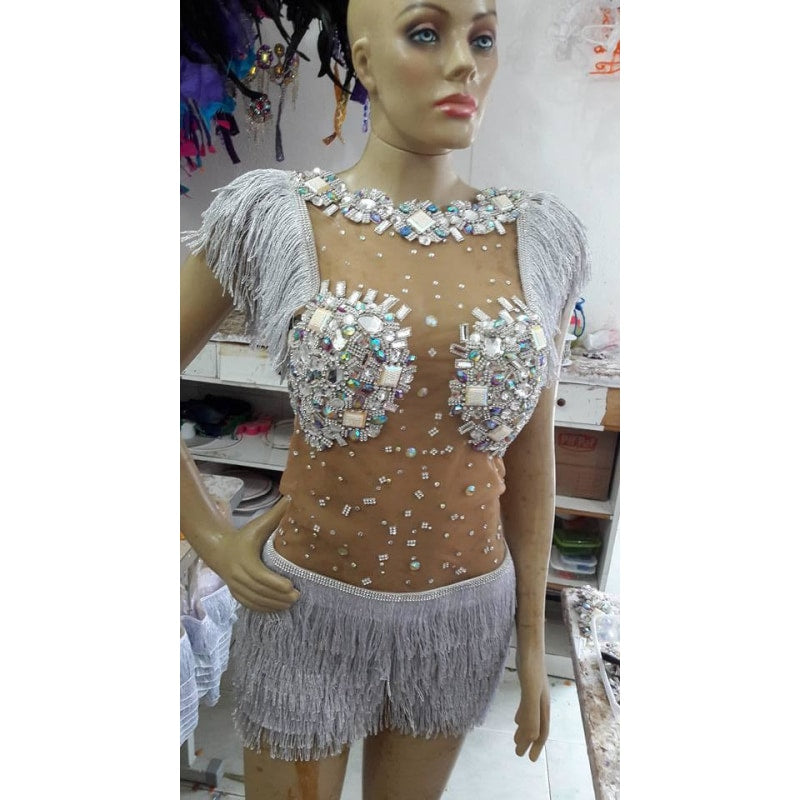 Extreme Brilliance Crystal & Fringes Romper