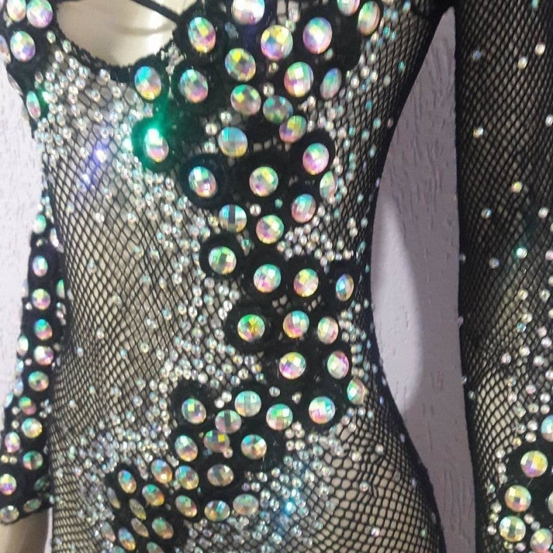 Queen Jeweled Fishnet Bodystocking - BrazilCarnivalShop