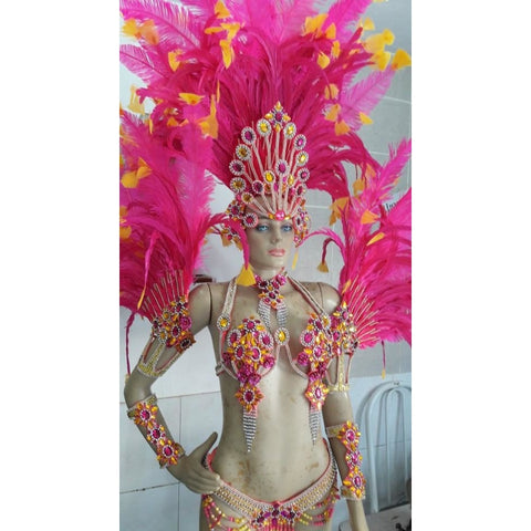 Tropical Exuberance Pink & Orange Samba Complete 10 Piece Costume