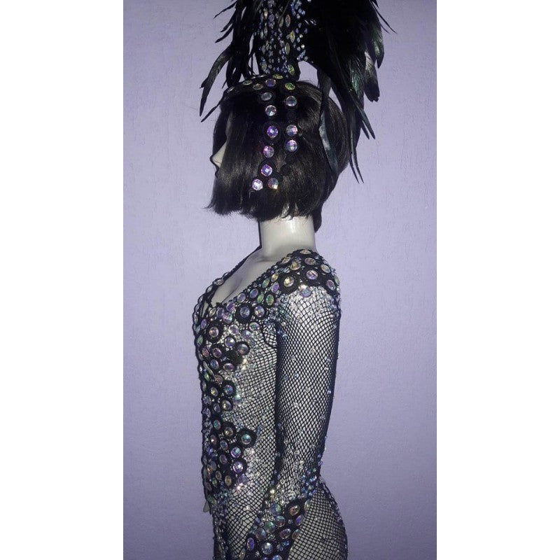 Queen Jeweled Fishnet Bodystocking - BrazilCarnivalShop
