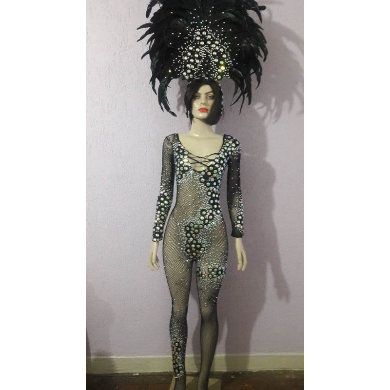 Queen Jeweled Fishnet Bodystocking - BrazilCarnivalShop