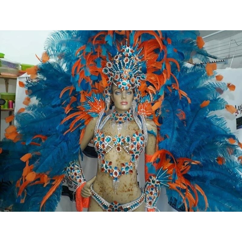 Laranja Azul Magnífico Luxury Bikini Costume