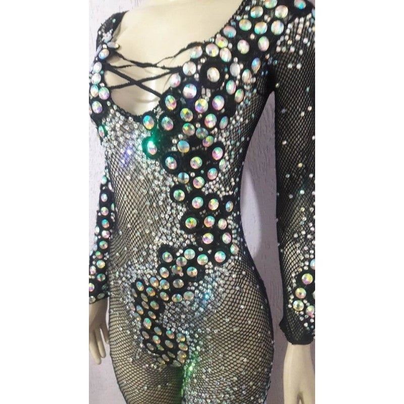 Queen Jeweled Fishnet Bodystocking