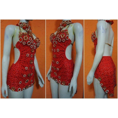 Red Samba Dance Show Dress - BrazilCarnivalShop