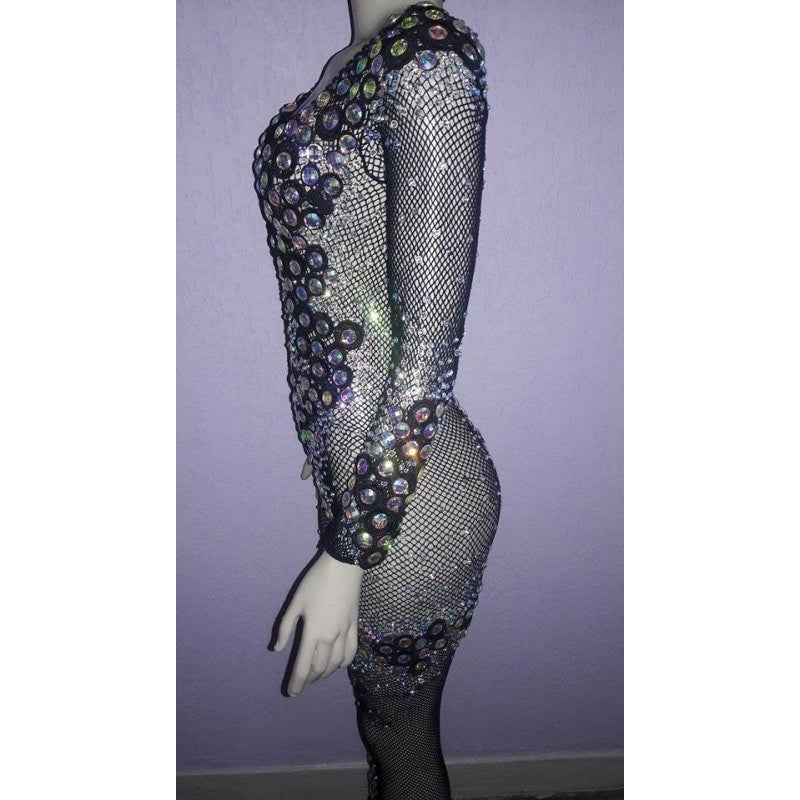 Queen Jeweled Fishnet Bodystocking - BrazilCarnivalShop