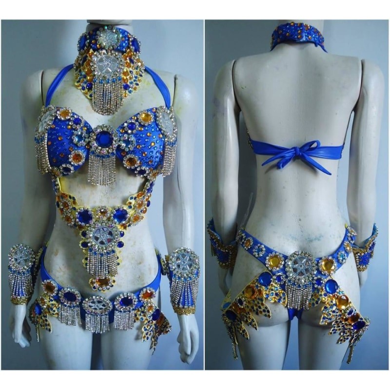 Majestic Royal Silver, Blue, Yellow Samba Bikini Set