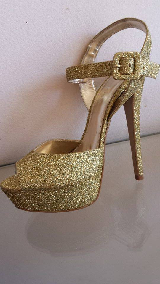Glittered Professional Samba Open Shoes 15 cm - BrazilCarnivalShop