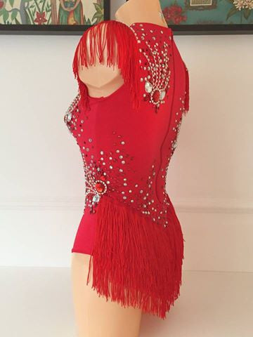 Salgueiro Red Bodysuit Covered Up Samba Costume - BrazilCarnivalShop