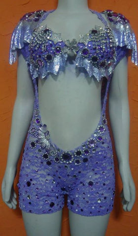 Lilac Laced Mesh Sparkling Passista Wear. - BrazilCarnivalShop