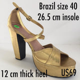 Classic Professional Samba Shoes, Over Crossed Straps, Open Toes - 40 - BrazilCarnivalShop