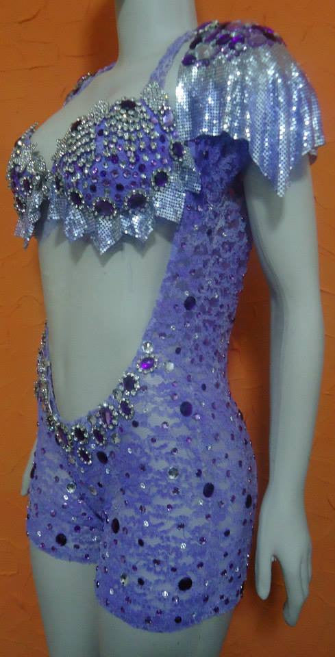 Lilac Laced Mesh Sparkling Passista Wear. - BrazilCarnivalShop