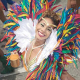 White & Multi-colored Backwings & One Piece Costume - BrazilCarnivalShop