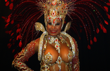 Red Samba Diva Swarovski Strass & Royal Pheasants - BrazilCarnivalShop