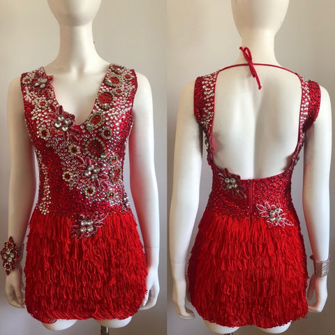 Ruby Extreme Brilliance Crystal & Fringes Dress