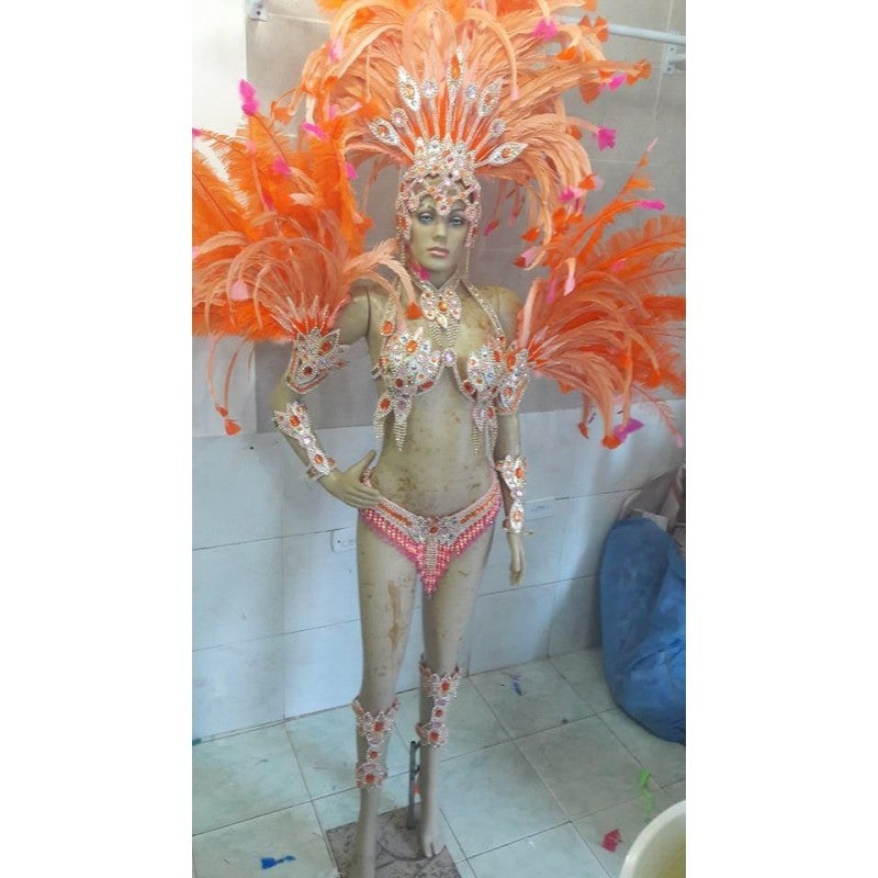 Tropical Exuberance Pink & Orange Samba Complete 10 Piece Costume - BrazilCarnivalShop
