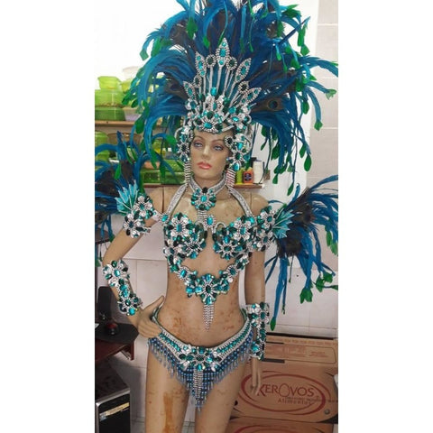 Turquoise Gem Luxury 10 Piece Samba Costume - BrazilCarnivalShop