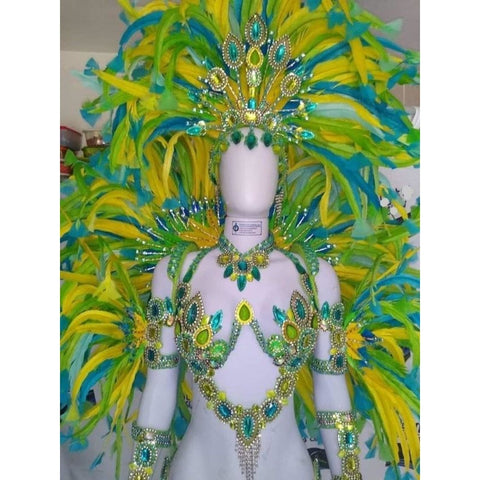 Verde Imperial Plumes Bikini Samba Costume
