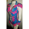 Fluorescent Electric Blue/Pink One Piece Samba Show - BrazilCarnivalShop