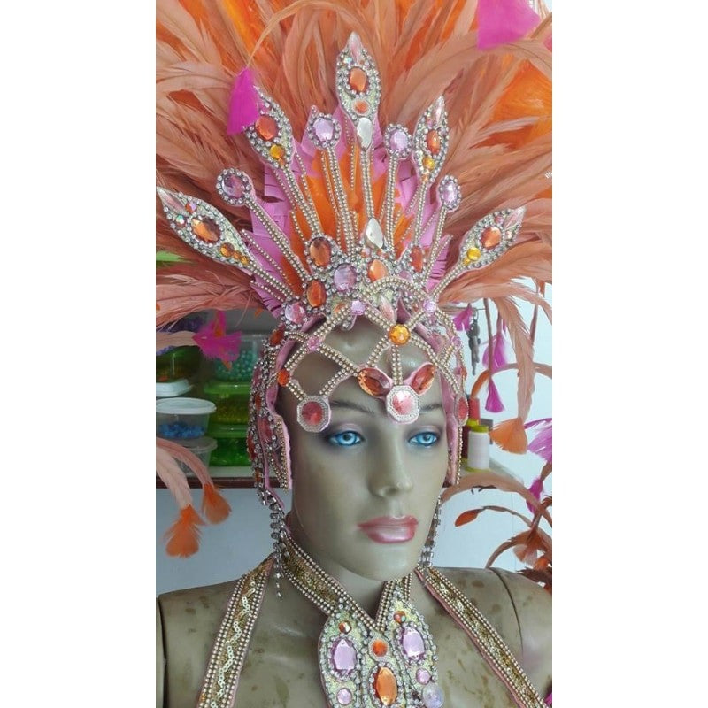 Tropical Exuberance Pink & Orange Samba Complete 10 Piece Costume - BrazilCarnivalShop