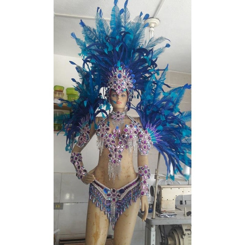 Blue Delight Samba Complete 10 Piece Costume - BrazilCarnivalShop