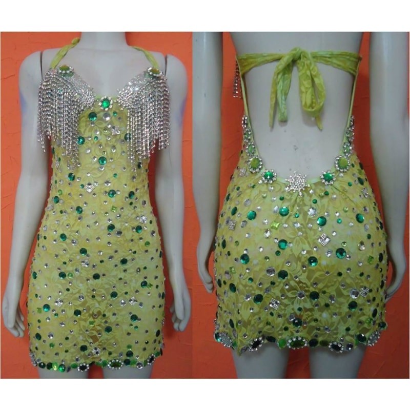 Dalia Lace Crystal Samba Shine Dress - BrazilCarnivalShop
