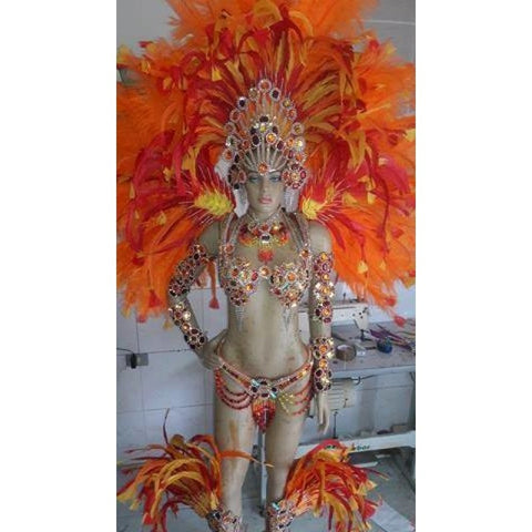 Branco Brilho Eterno Plumes Bikini Samba Costume