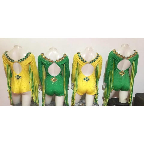 Viva Brazil Show Romper Green with Yellow Accent - BrazilCarnivalShop