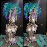 Peacock Green & Purple Luxury Bikini Samba Costume - BrazilCarnivalShop