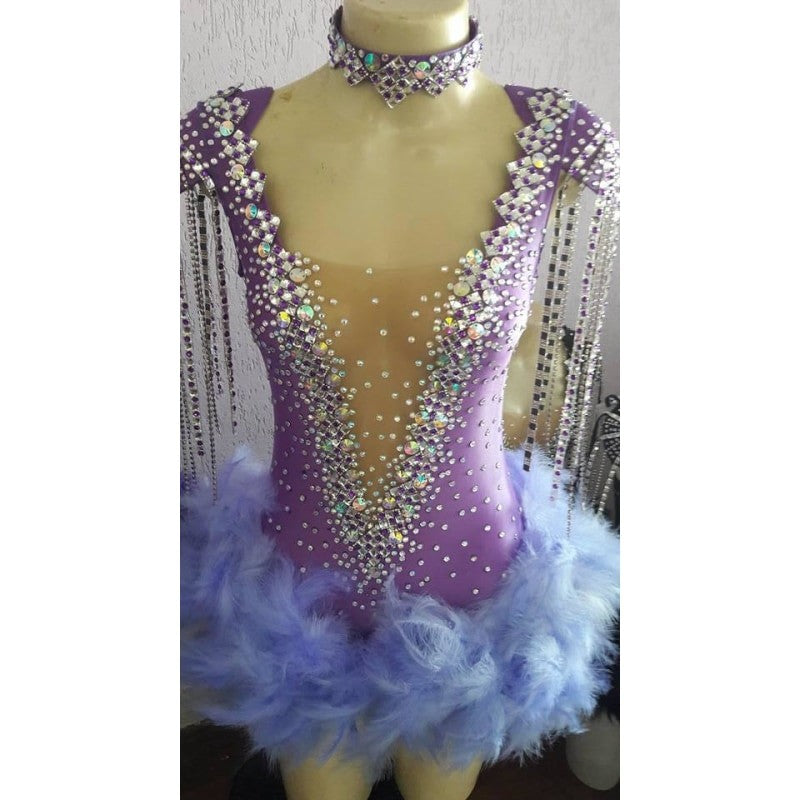 Dreamy Bedazzled Feathery One Piece - BrazilCarnivalShop