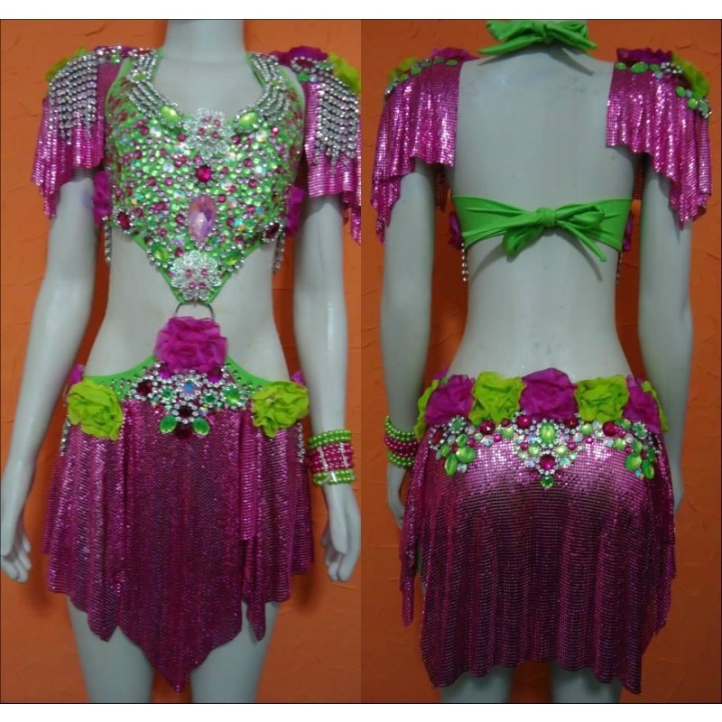 Verde-Rosa Samba Diva Dress - BrazilCarnivalShop