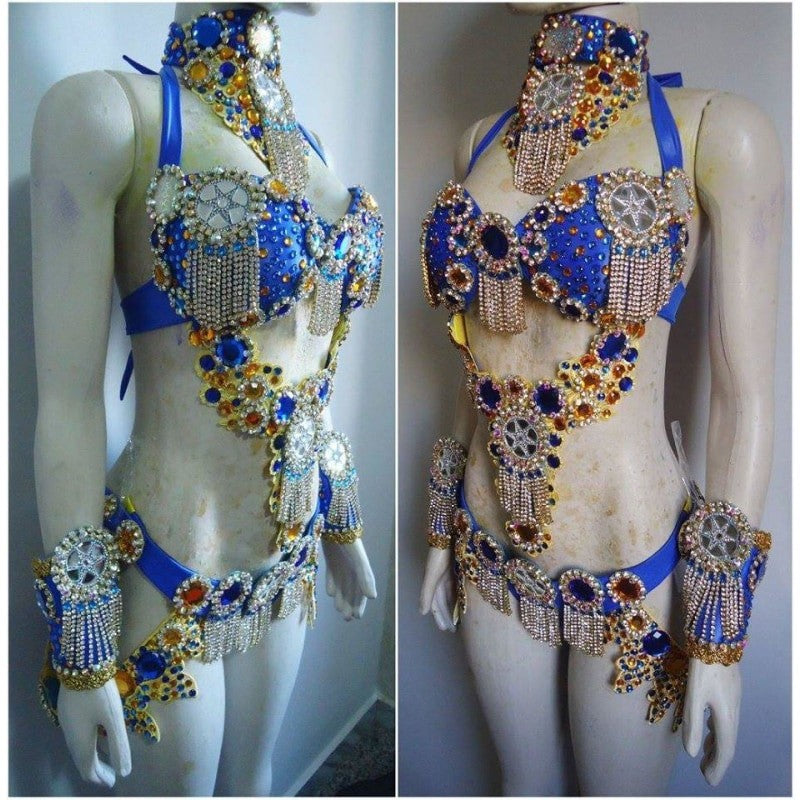 Majestic Royal Silver, Blue, Yellow Samba Bikini Set - BrazilCarnivalShop