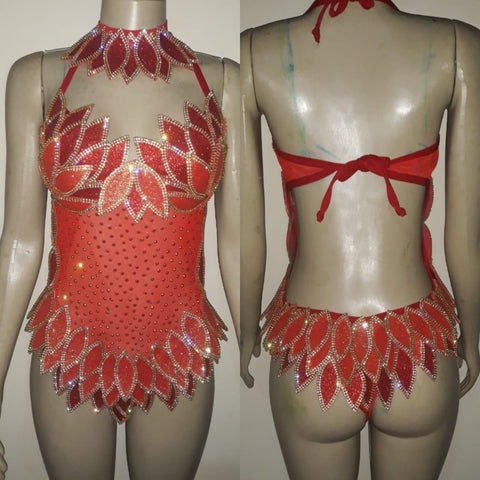 Brazil Costume Dance Samba Crystal Shine Amarelo e Verde