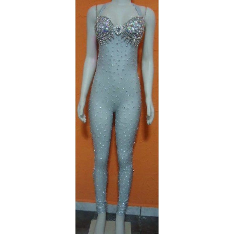 Silver & White Estrelas Body Suit Samba Lá. - BrazilCarnivalShop