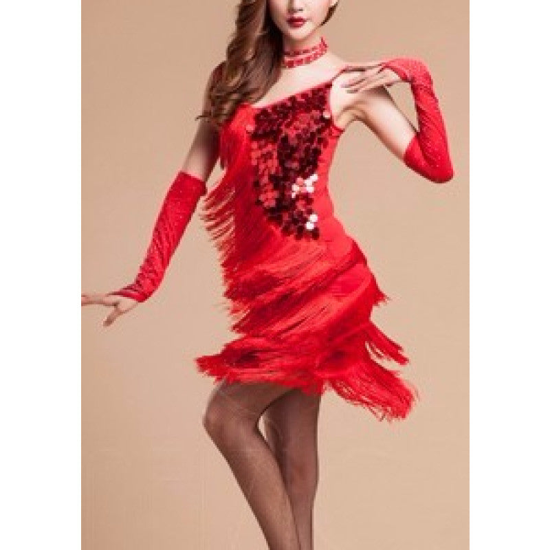 Diagonal Fringes & Round Sequins Show Dress - BrazilCarnivalShop