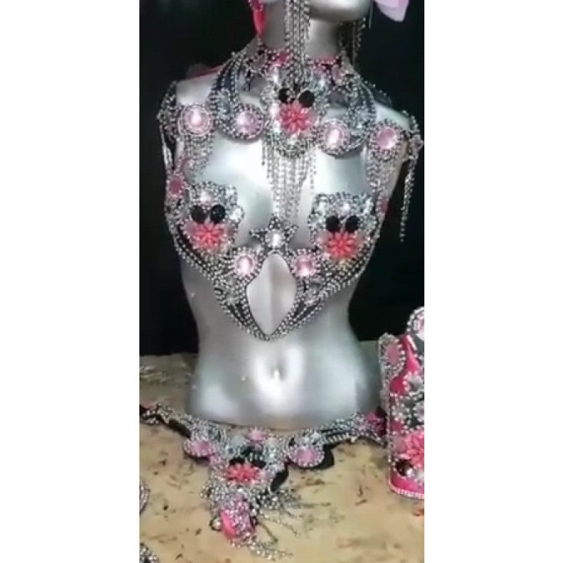 Pink, Black & Silver Luxury Bikini Samba Costume - BrazilCarnivalShop