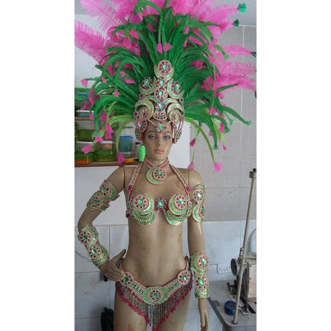 Luxury Silvered Samba Show Costume