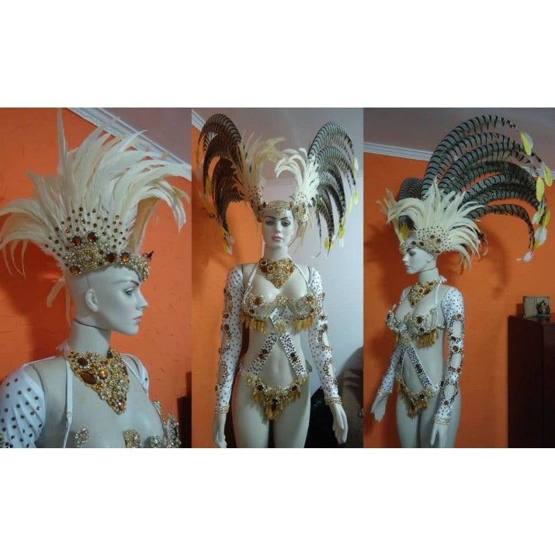 Bianco Star Samba Diva Wear + Necklace - BrazilCarnivalShop