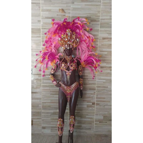 Hot Pink, Orange & Yellow Samba Complete 10 Piece Costume