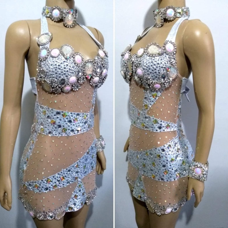 Bedazzle Rhinestone Lingerie, Exotic Dance Wear