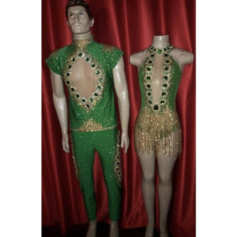 Brazil Costume Dance Samba Crystal Shine Amarelo e Verde