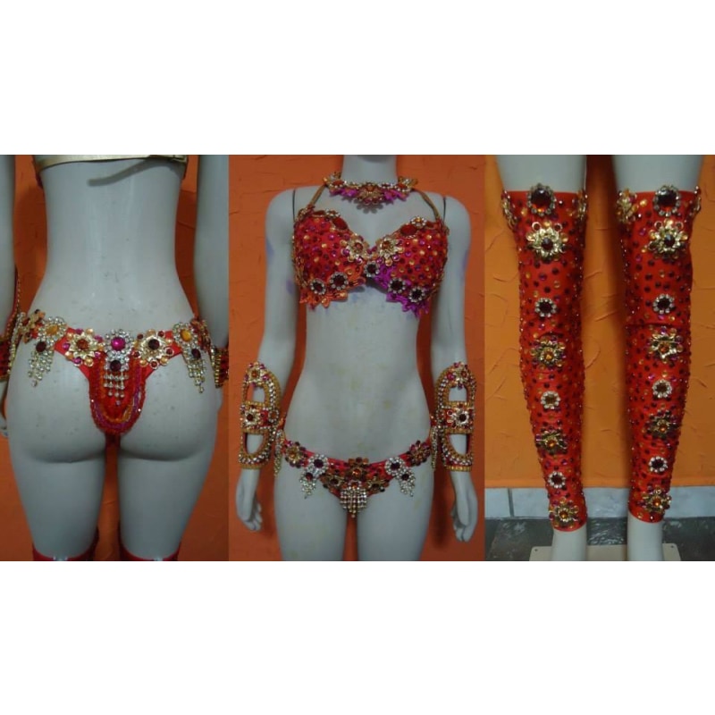 Pink/Orange/Red Deluxe Samba Empress - BrazilCarnivalShop