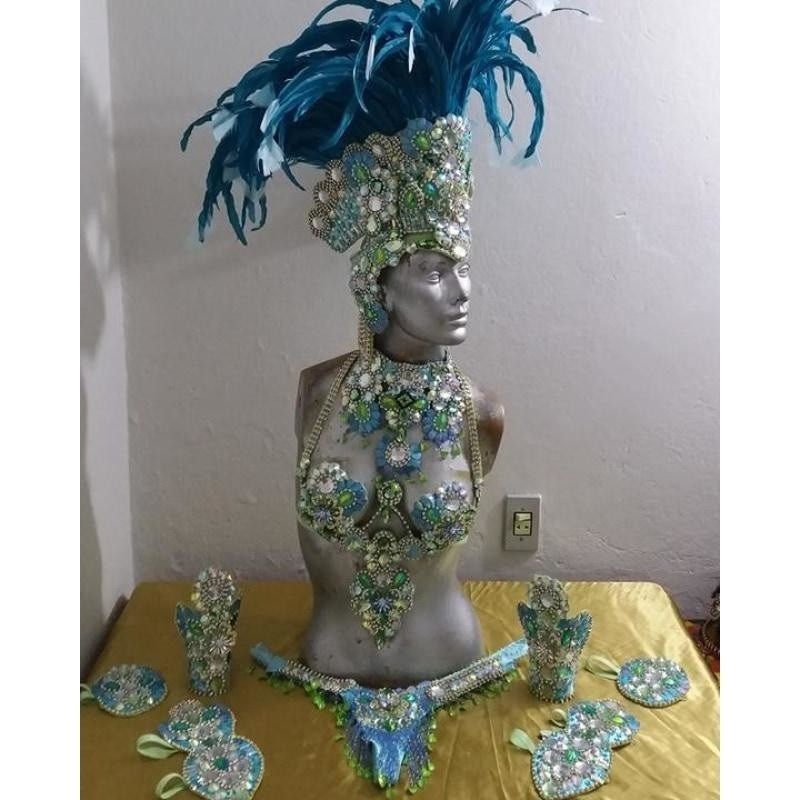 Azul e Verde Mar Supreme Luxury Bikini Samba Costume - BrazilCarnivalShop