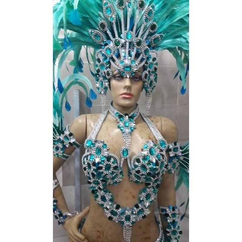 Brittany Blue Luxury 10 Piece Bikini Samba Costume - BrazilCarnivalShop