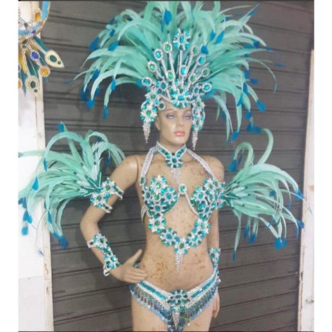 Brittany Blue Luxury 10 Piece Bikini Samba Costume - BrazilCarnivalShop