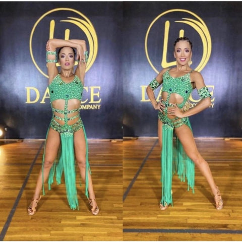 Brazil Costume Dance Samba Crystal Shine Amarelo e Verde
