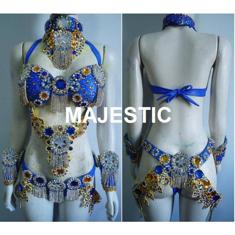 Majestic Royal Silver, Blue, Yellow Samba Bikini Set - BrazilCarnivalShop